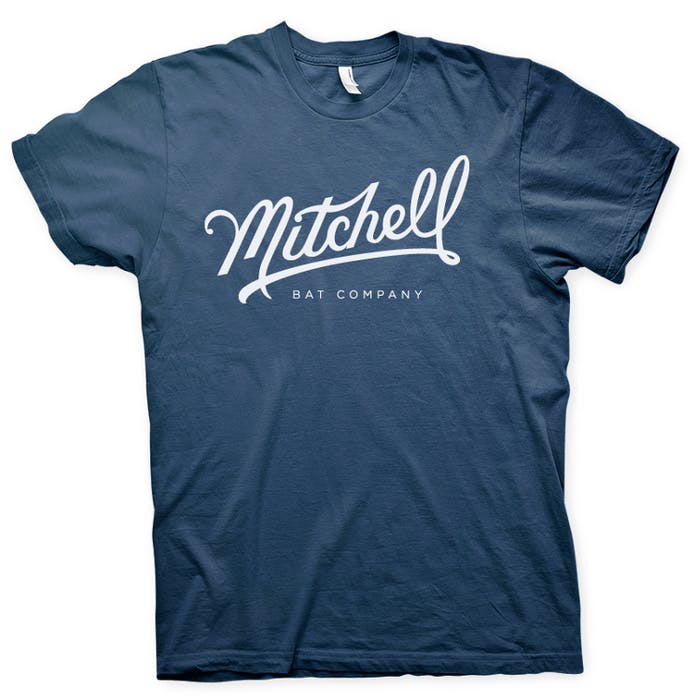 navy slate t-shirt with mitchell printed on it navy slate t-shirt with mitchell printed on it