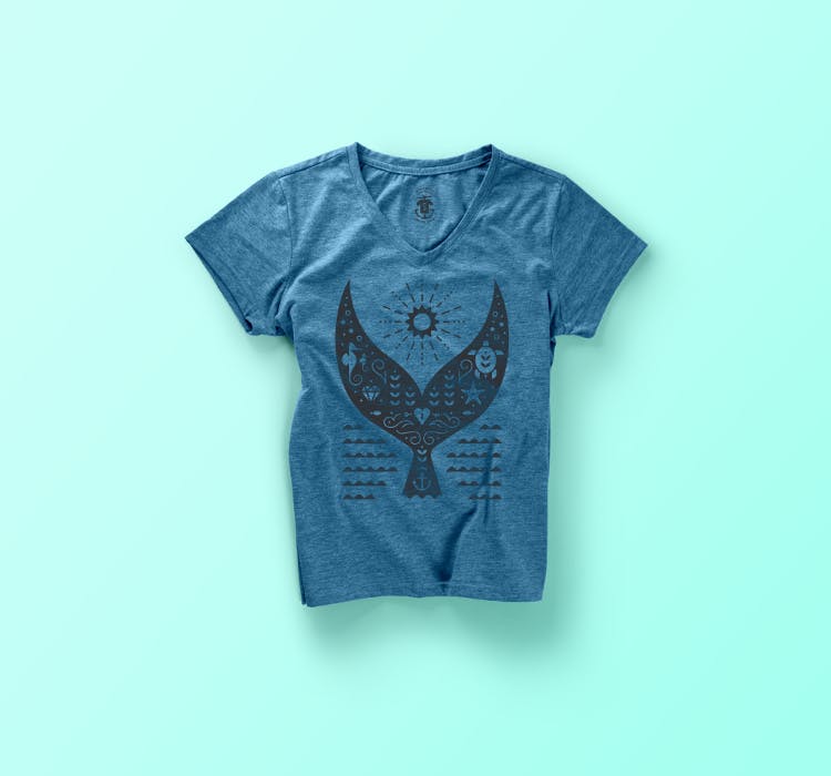 navy shirt with a flipper tail printed on it navy shirt with a flipper tail printed on it