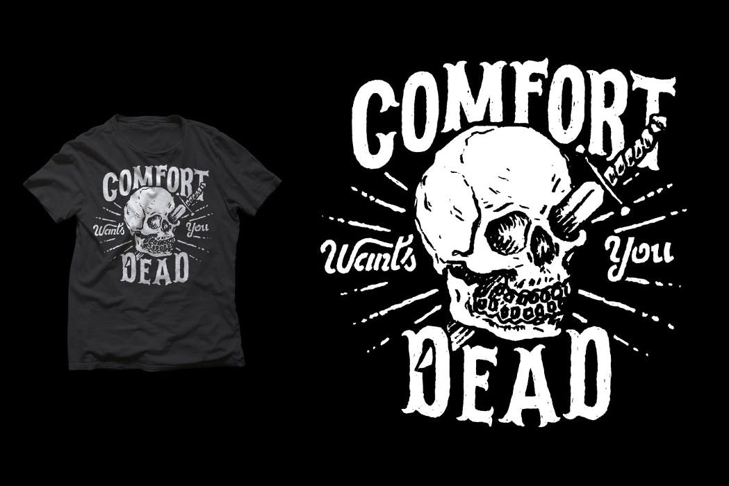 black shirt with comfort dead printed on it black shirt with comfort dead printed on it