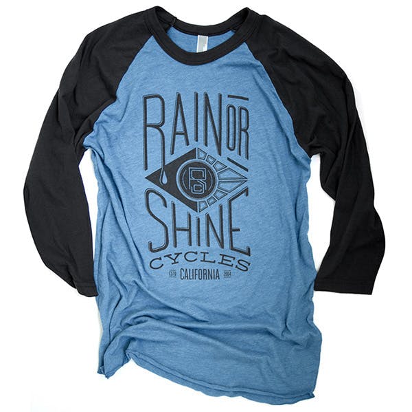 long sleeve tee with rain or shine cycles printed on it long sleeve tee with rain or shine cycles printed on it