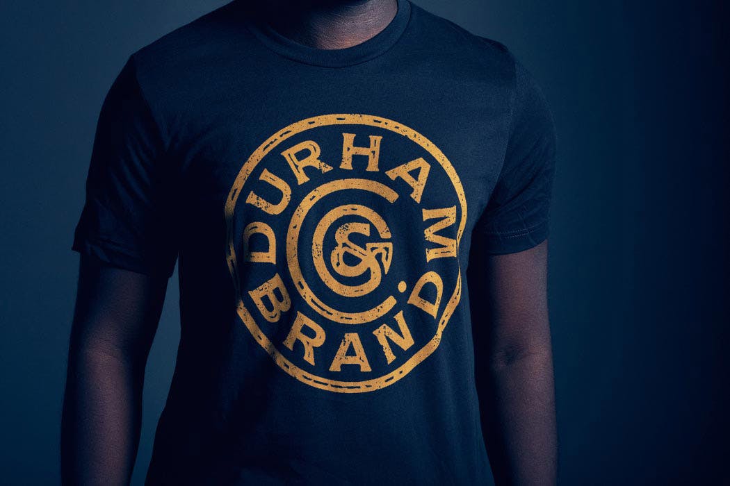 black t-shirt with durham brand printed on it black t-shirt with durham brand printed on it