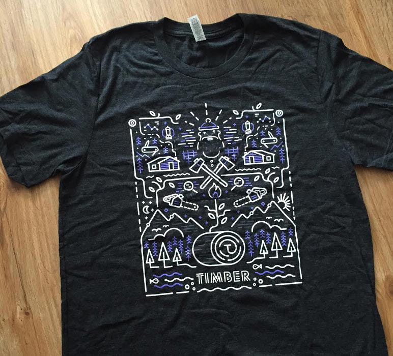 black t-shirt with a detail design of camping and woods printed on it black t-shirt with a detail design of camping and woods printed on it