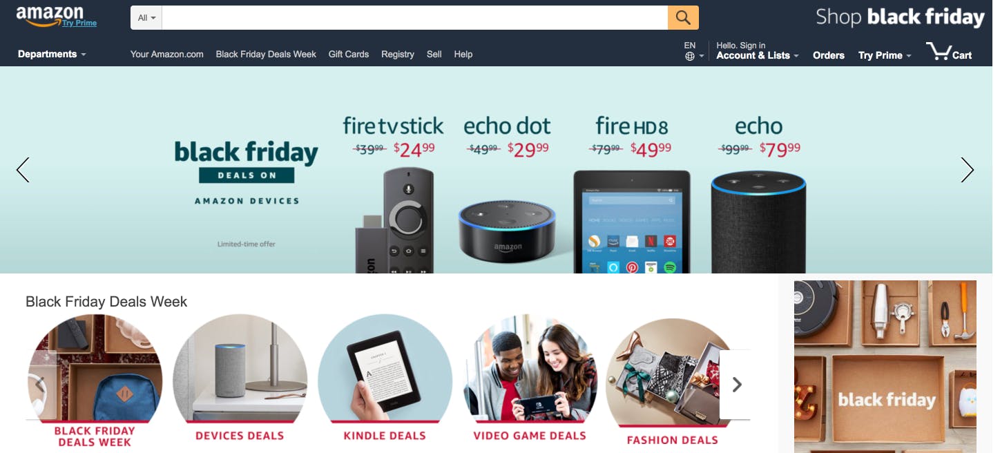 screenshot of amazon homepage screenshot of amazon homepage
